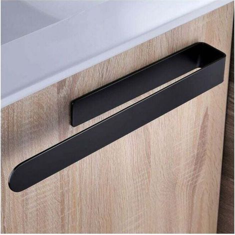 Portasciugamani da bagno nero, XU, portasciugamani in acciaio inossidabile, portasciugamani adesivo, 37 cm - KZQ (1/4)