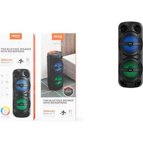 Altavoz Bluetooth 5.0 / TF4175 / 40w / 3600mah / Tws / Fm / Micro SD / Usb / Luces Led / Negro / Mtk