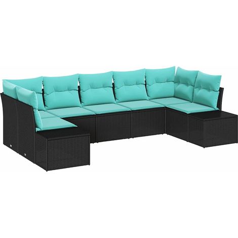 Garden Sofa Set 7 pcs Black Poly Rattan vidaXL (1/5)