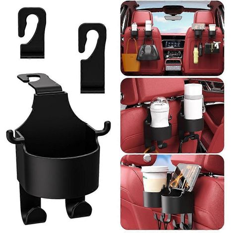 Support de téléphone portable pour appuie-tête de voiture avec porte-gobelet et crochet (1/4)