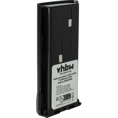 vhbw Akku kompatibel mit Kenwood TK-3102, TK-278GM, TK-278GC, TK-278G, TK-3101, TK-3100, TK-272G Funkgerät, Walkie Talkie (1600 mAh, 7,2 V, NiMH)