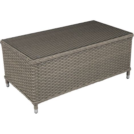 Dellonda Chester Rattan Wicker Outdoor Coffee Table Tempered Glass Brown DG71 (1/5)