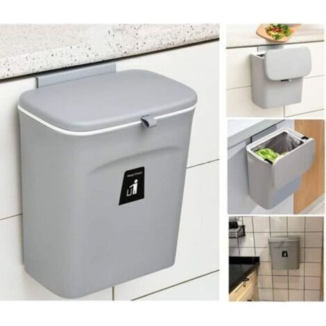 ALLIANDISBac à compost de cuisine, capacité de 9 litres, à placer sur le plan de travail ou sous l'évier petit bac à compost suspendu avec couvercle, adapté à la salle de bain/chambre bac à compost (1/4)