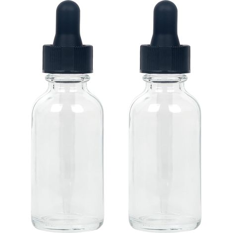 Boston Bouteilles Rondes en Verre (Transparent / 30 ml avec Compte-gouttes / 2 Pièces) (1/3)