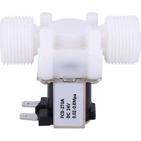 Electroválvula unidireccional de plástico, G3/4 NC, normalmente cerrada, rosca macho, entrada de agua (24 V CC) (1/4)