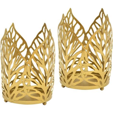 2pièces Bougeoir Fer Creux Forme pour Décoration De Bougies De Mariage Banquets Et Dîners (1/5)