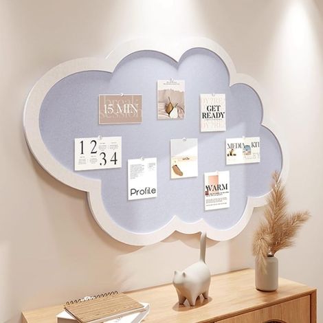 Tableau d'affichage en feutre et liège autocollant bleu en forme de nuage avec clous de fixation (24'' x 16'') (1/5)