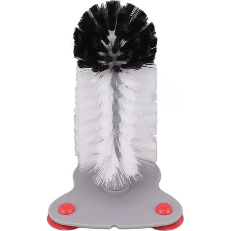 Brosse à ventouse murale en nylon et plastique pour le nettoyage des verres à vin rouge, mains libres. (1/5)