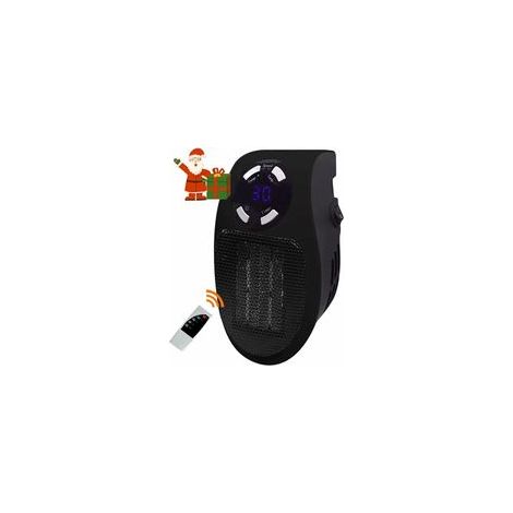 Mini chauffage soufflant céramique 500 W, noir, thermostat, minuterie, télécommande – (1/5)