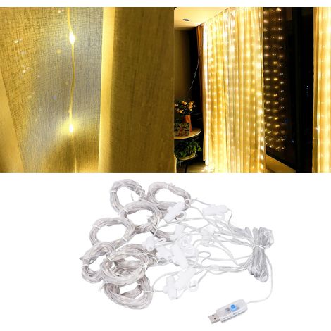 Guirlande lumineuse suspendue 300 LED, 8 modes d'éclairage, avec télécommande pour fenêtre ou mur. (1/5)
