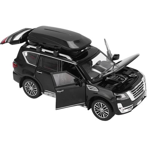 Voiture miniature SUV 1/32 en alliage moulé sous pression, à friction, avec effets sonores et lumineux, pour garçons et filles, noir (1/5)