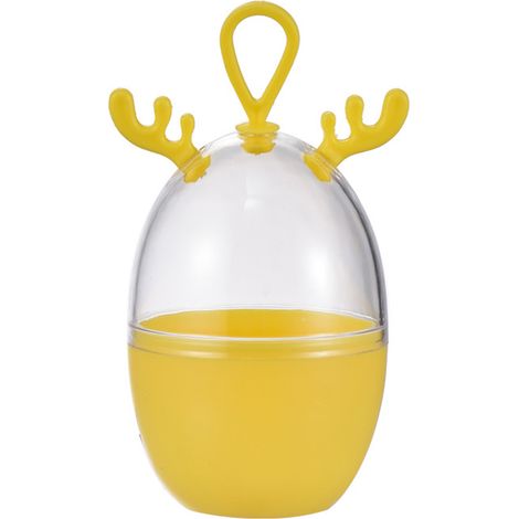 Étui de rangement pour éponge de maquillage en forme de dessin animé, jaune, anti-poussière, avec cordon de suspension, boîte à accessoires de beauté. (1/5)