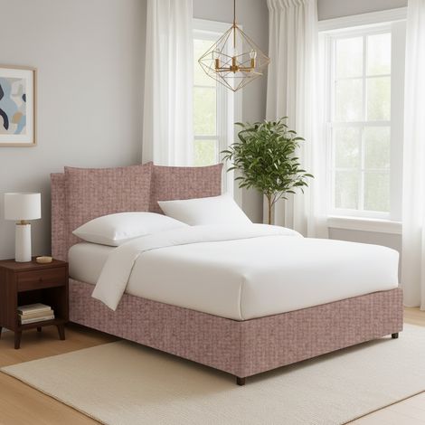 Lit simple Todmorden, déhoussable, avec rangement, Made in Italy, vieux rose (1/5)