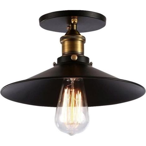 Plafonnier Industriel Vintage 30cm en fer Lampe de Plafond Rétro Suspension Chambre Couloir Bar (1/2)