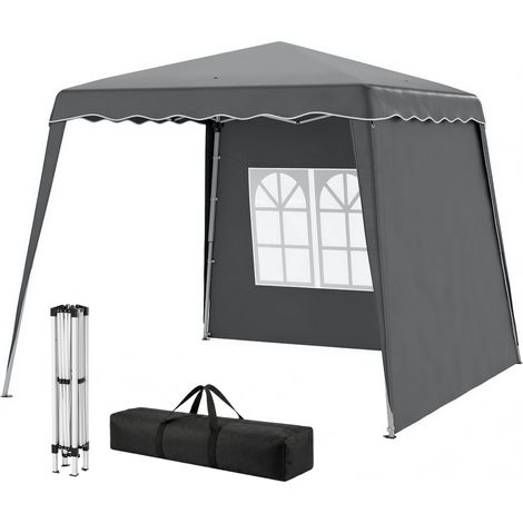 Pavillon de jardin pliable et pliable 2,89 x 2,89 m avec parois latérales, hauteur réglable, protection UV50+, gris (1/5)