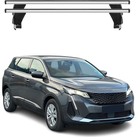 OMAC Dachträger Querträger Alu für Peugeot 5008 II 2020-2024 FL – Abschließbar – T-Nut – City-Crash-getestet – Max. 50 kg Silber (1/5)