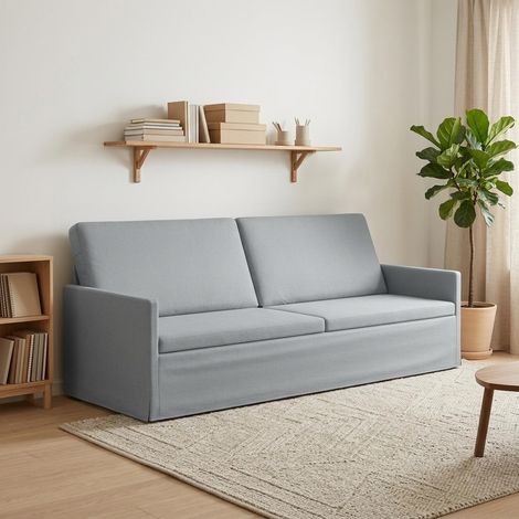 vidaXL Sofá de 3 plazas Gris Claro 220 x 81 x 82 cm Tela (1/5)