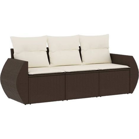 Maison Exclusive - 3-tlg. Garten-Sofagarnitur mit Kissen Braun Po
