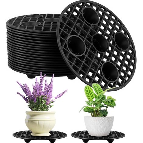 Lot de 20 soucoupes pour Pots de Fleurs 20 cm - Support de Drainage en Plastique avec Grille - pour Plantes d'intérieur et d'extérieur (1/5)