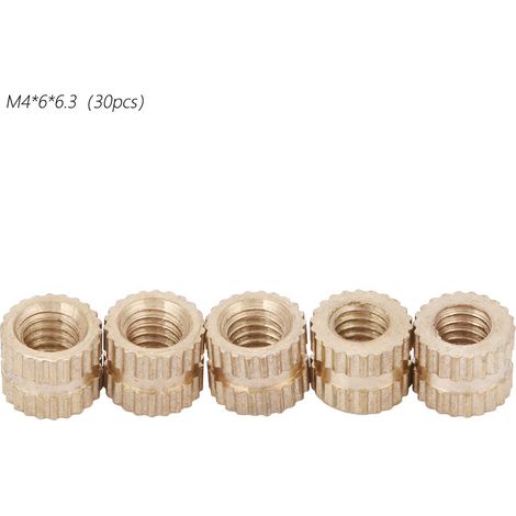 M4 Brass Cylinder Knurled Round Molded in Insert Embedded Nuts (M466.3 30pcs)