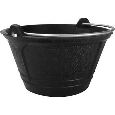 Seau italien en plastique noir de 10 litres avec poignée en métal (1/2)