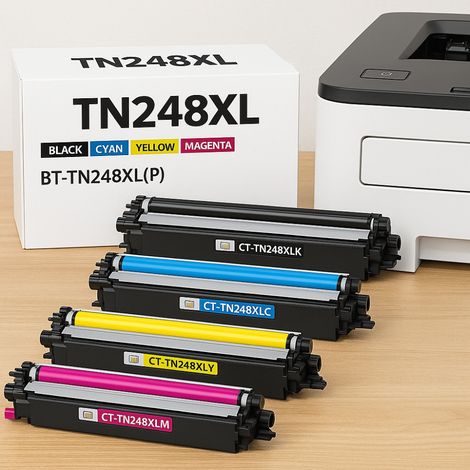 Pack de Toners Compatibles BROTHER TN248XL Imprimantes DCP L3515CDW à L3560CDW /HL L3215CW à L8240CDW/MFC L3740CDW à L8390CDW (1/4)