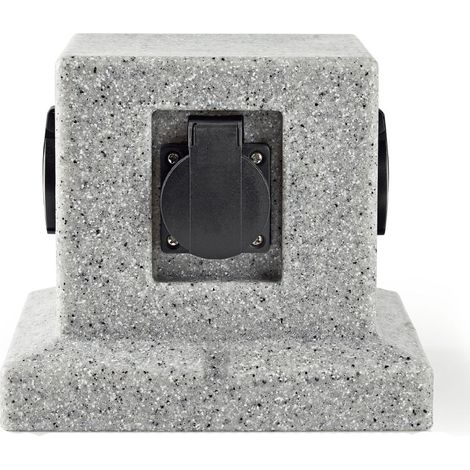 Distributeur extérieur 4 Plug Cube Dés Stone Optique Jardin Terrasses Alimentation Gris
