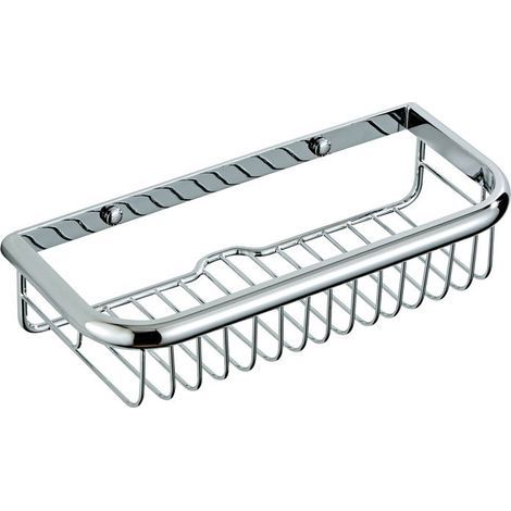 Verchromtes, rostfreies, rechteckiges Wandregal/Korb für die Dusche, ideal zur Aufbewahrung von Shampoo, Spülung und anderen Badezimmer- und Küchenartikeln. (1/5)