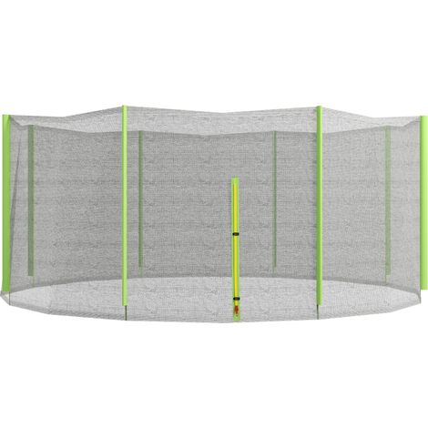 Rete di Protezione per Trampolini a 8 Pali con Ingresso con Cerniera Ø366x180 cm in PE Nero e Verde (1/5)