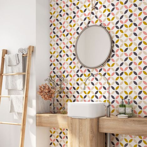 Crédence adhésive salle de bain - Motif géométrique - 60x60 cm - Adhésif MAT (1/4)