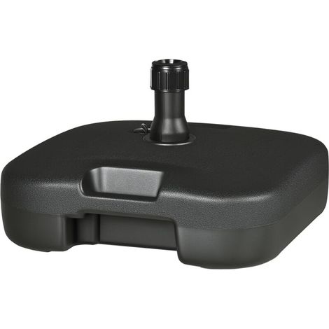Pied de parasol Outsunny, support de parasol, remplissable de sable ou d'eau, coins arrondis, plastique PEHD, noir, 46 x 45 x 26 cm, supporte jusqu'à 30 kg, poids net 1,6 kg (1/5)