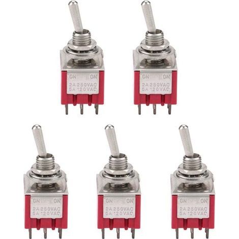 5Pcs Interrupteur à Bascule à 3PDT 9 Broches 6mm 2A / 250VAC 5A / 120VAC ON-ON 2 Position (1/5)