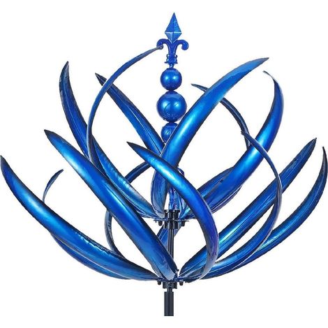 Moulin à vent de Jardin , Moulins à vent en métal pour Jardin et terrasse, moulin à vent décoratif avec poteau, sculptures de jardin en métal, art de jardin, décoration de jardin et de pelouse (1/5)