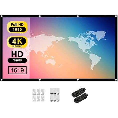 60 Pouces 16: 9 HD Projecteur Cran Intérieur Extérieur Portable Cran Pliable Projecteur Films Cran pour Support Home Cinéma Projection Double Face - Rideau Souple épaissi (1/5)