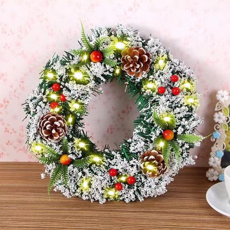 Guirlande De Noël Artificielle - 30 Cm - Branches De Sapin Crestwood - Lumières Blanches Intégrées - Cônes De Pin Et Baies - Pour Intérieur Et Extérieur - 1 Pièce (1/5)