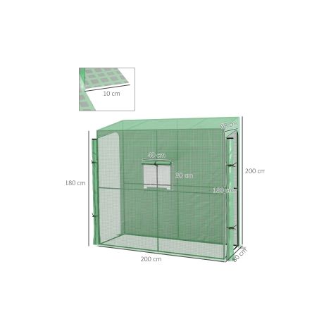 Serre en film 2 portes, serre à tomates étanche au vent avec fenêtre latérale, protection UV pour jardin, PE vert (1/5)