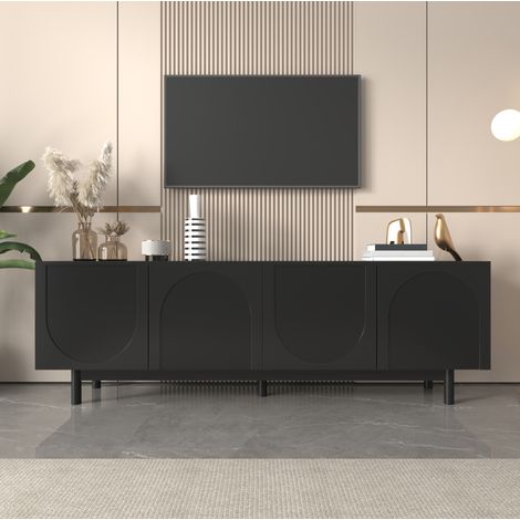 Mueble TV negro con puertas y almacenaje amplio OKMYHOME (1/5)