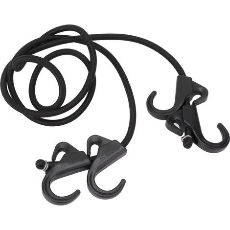 UV-beständiges POM-Camping-Gummiseil mit schwarzen Haken, ideal zum Sichern von Gepäck. (1/5)