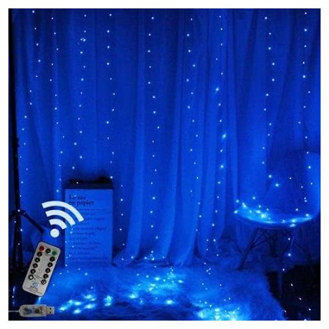 Guirlande lumineuse à 8 modes pour contrôler les fenêtres décoratives, idéale pour la maison, la cour, le jardin, la décoration intérieure et extérieure de Noël (bleu).