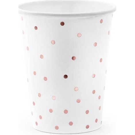 Tazze a pois, bianche, oro rosa 260 ml (1/5)