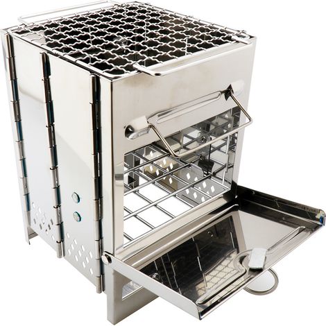 AIDUCHO Réchaud À Bois Portable En Acier Inoxydable Avec Sac De Rangement, Poêle À Bois Pliable Pour Barbecue En Plein Air, Barbecue, Randonnée, Voyage, Pique-Nique (1/5)