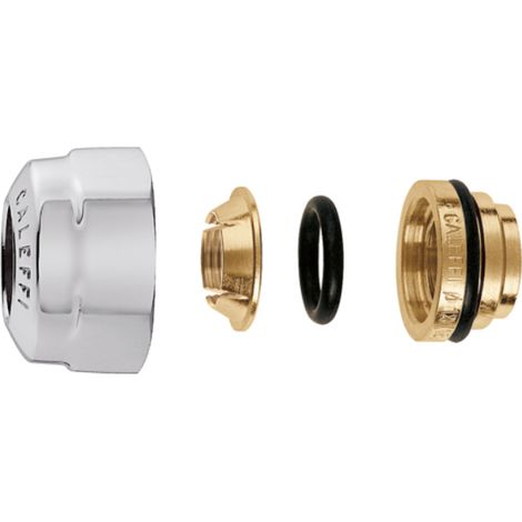 Polierte verchromte mechanische Verschraubung für Kupferrohr mit O-Ring-Dichtung 23p.1,5 Ø15 Caleffi 437115  23 S.1.5 - Ø 15