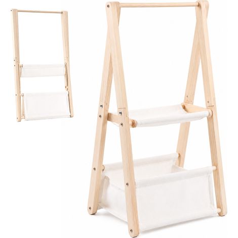 Penderie enfant en bois de pin – 101 x 71 x 30 cm – Pour chambre d'enfant - porte manteau enfant - tringle à vêtements et étagère, pour chambre d'enfant, pour bébé fille et garçon (1/5)