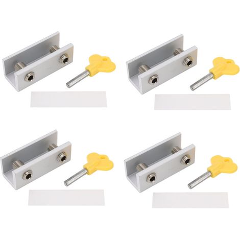 Bouchon de sécurité réglable en alliage d'aluminium, serrure de fenêtre avec clé pour glissement Vertical et horizontal, 4 jeux (1/5)