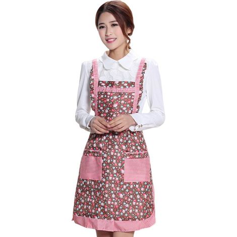 Schürze im Prinzessinnenstil mit Blumenmuster, Küchen-/Essschürze im Landhausstil mit Taschen (1/5)