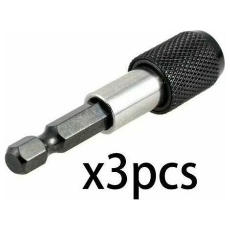 3 Stück 1/4-Zoll-Sechskantschaft-Schraubendreher-Bithalter, 60 mm, magnetischer Schraubendreher-Verlängerungsgriff, Schraubendrehergriff, Schnellspanner-Schraubendreher-Bithalter für Bohrführung
