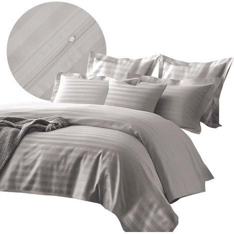 Bettwäsche-Set 180x200 cm, Baumwolle mit Bambusfaser, grau, 7-teilig (1/5)