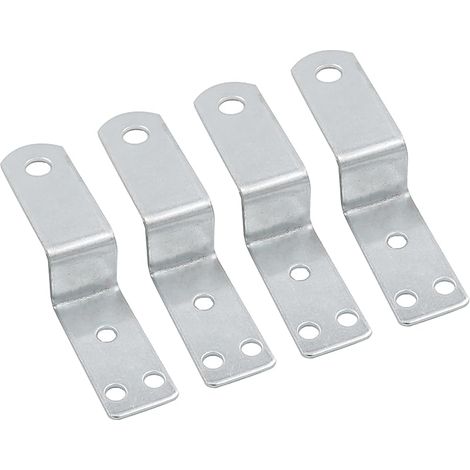 Lot de 4 supports d'angle en forme de Z - Fixations de meubles pour maison, grange et abri de jardin - Taille M - Fer Argenté - Montage général