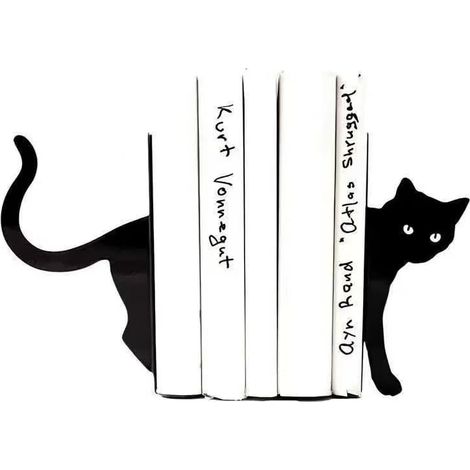 Serre-livres chats — Serre-livres décoratifs chats noirs et originaux pour étagères, décoration intérieure et extérieure, accessoires de bureau (1/5)