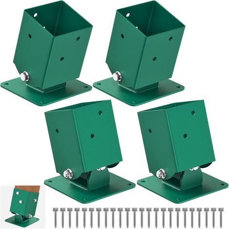 4pcs Raccord Pied Balançoire, Fixation Balançoire Jardin Pivotant 360 Connecteur Balançoires Kit Quincaillerie Aire Jeux Poteaux Kit Fixation pour Support Bois Métal pour Pied Jambe 95x95mm (1/5)